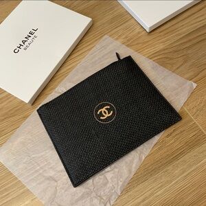 GWP Chanel Black Straw Pouch